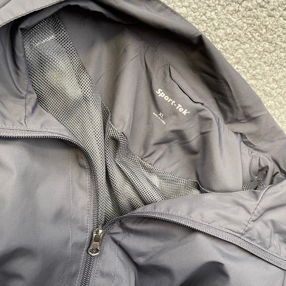 Sport Tek Jacket Men's XL Red Gray Nylon Windbreaker Activewear Full Zip - Picture 9 of 10